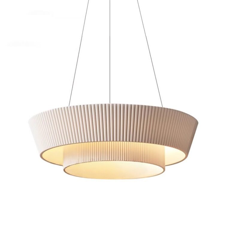 Ribbed Fabric Chandelier - Modern Minimalist Double-Layer Pendant Light, Ideal for Living Room & Dining Room Decor