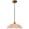Alabaster Dome Pendant Light - Brass Accent Luxury Hanging Lamp Main Image