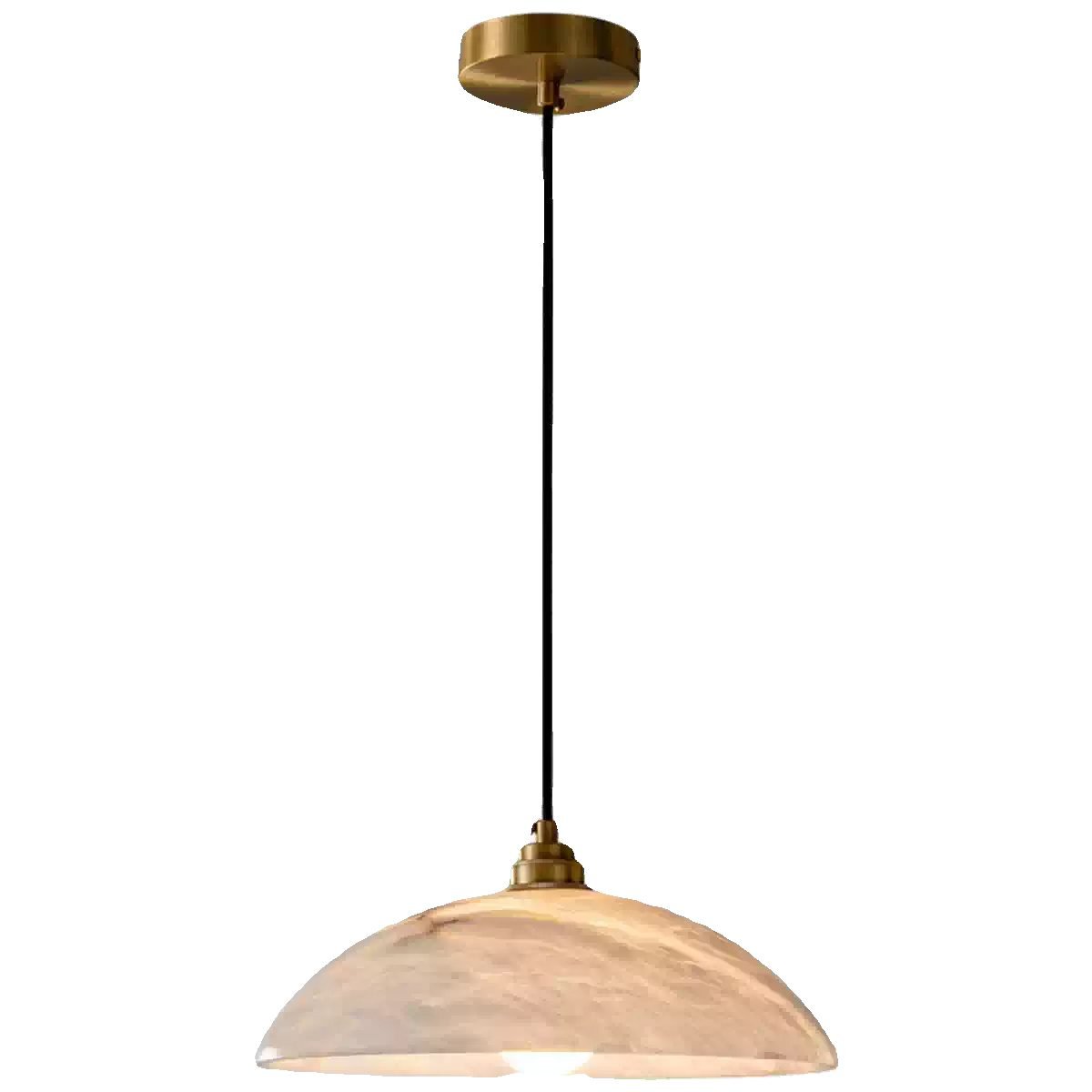 00 Alabaster Dome Pendant Light - Brass Accent Luxury Hanging Lamp Main Image