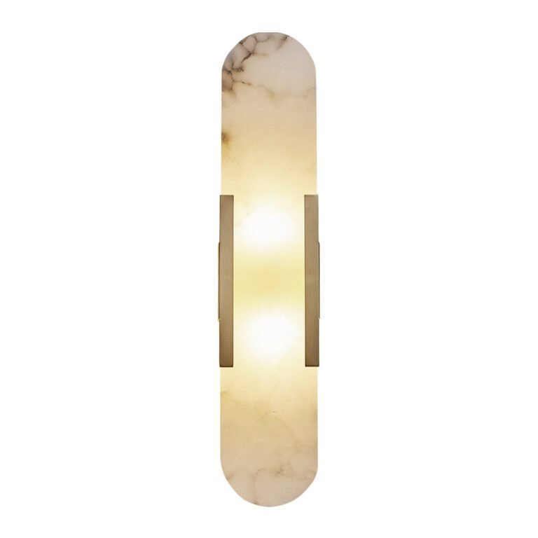 Brass & Marble Wall Sconce - Modern Luxury Vanity Light with Natural Marble Panel, Ideal for Bathroom and Bedroom Decor
