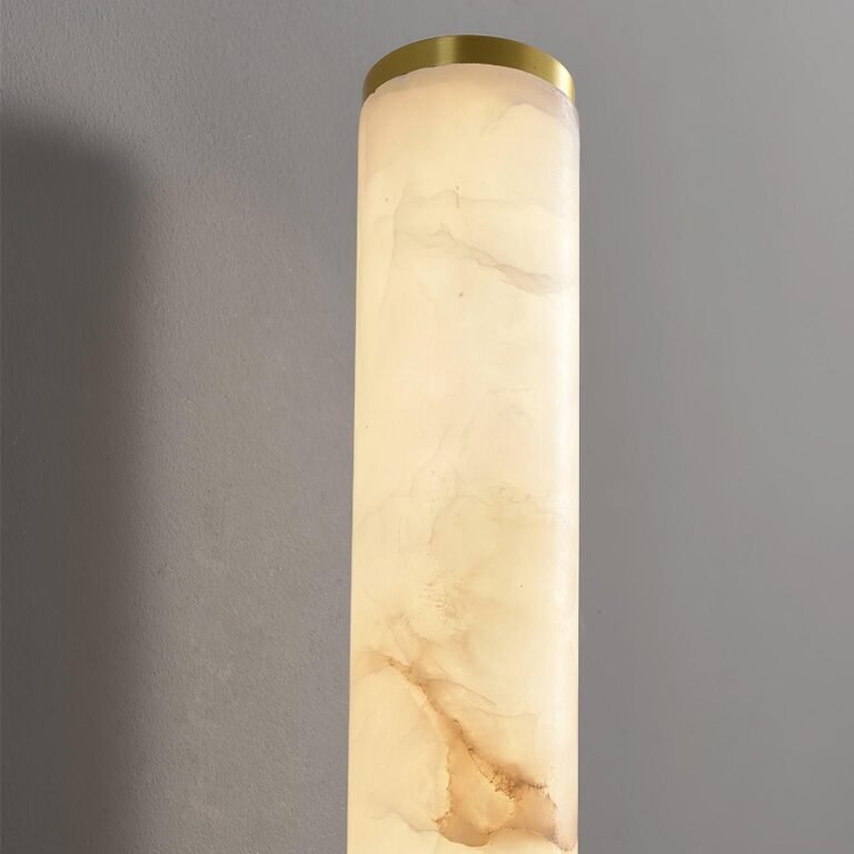 Brass Alabaster Wall Sconce Close-Up - Natural Alabaster Texture & Premium Brass Finish Detail
