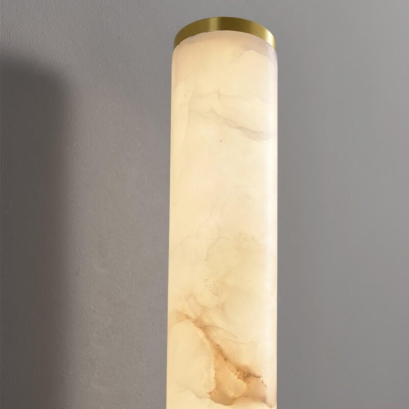 Brass Alabaster Wall Sconce Close-Up - Natural Alabaster Texture & Premium Brass Finish Detail