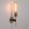Ribbed Glass & Brass Wall Sconce - Modern Industrial Wall Light with Textured Glass Tubes, Perfect for Bathroom Vanity and Hallway Decor