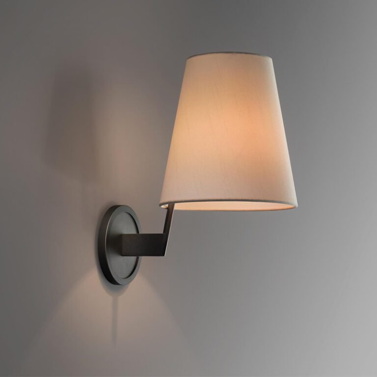 Brass & Fabric Shade Wall Sconce - Modern Classic Wall Light for Bedroom and Living Room Decor