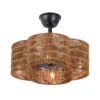 Farmhouse Rattan Ceiling Fan with Light - Rustic Woven Pendant Light Fan, Ideal for Living Room, Bedroom, and Patio Farmhouse/Rustic Decor