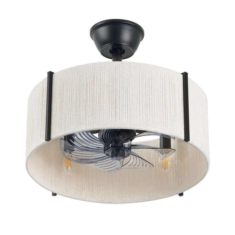 Modern Brass Ceiling Fan with Light - Fabric Shade 2-in-1 Pendant Light Fan, Ideal for Bedroom and Living Room Modern Decor