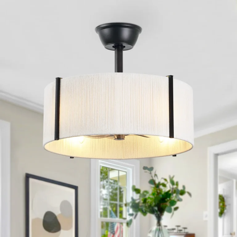 Modern Brass Ceiling Fan with Light - Fabric Shade 2-in-1 Pendant Light Fan, Ideal for Bedroom and Living Room Modern Decor