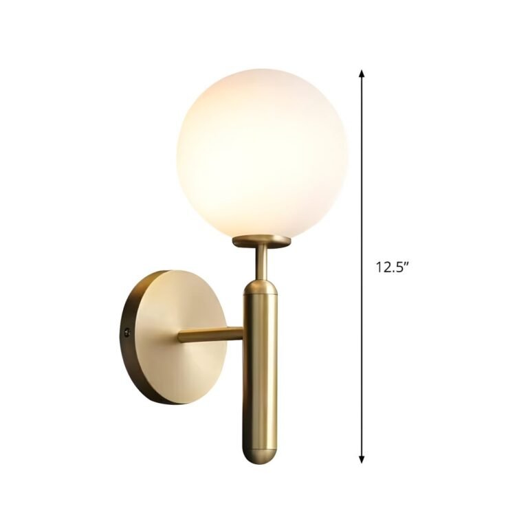 Modern Gold Globe Wall Sconce, Brass Wall Light with Frosted Glass Sphere, Mid-Century Modern Wall Fixture for Bedroom, Bathroom, Hallway, Living Room - Image 4