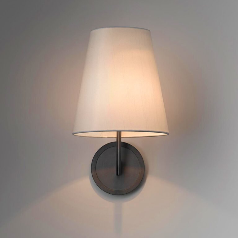 Brass & Fabric Shade Wall Sconce - Modern Classic Wall Light for Bedroom and Living Room Decor