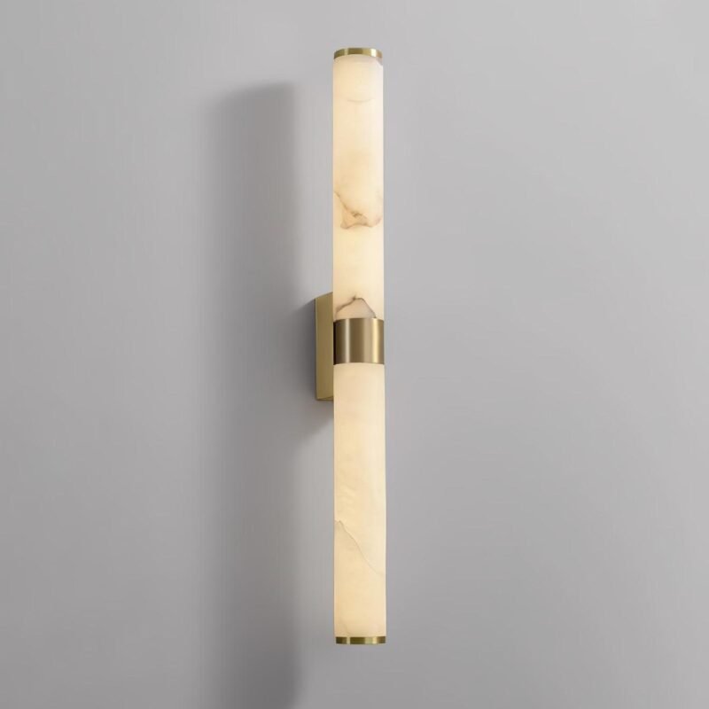 Brass Alabaster Wall Sconce - Modern Luxury Double-Light Design for Living Room Bedroom