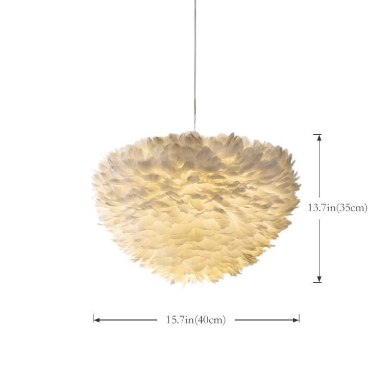Whimsical Feather Chandelier - Soft Feather Pendant Light, Ideal for Bedroom, Nursery, and Girls' Room Decor