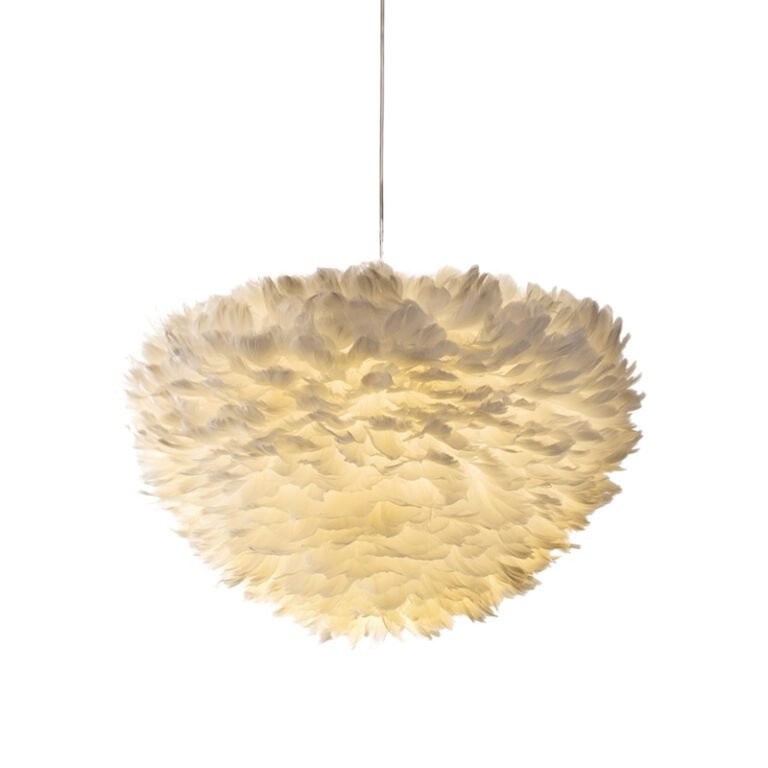 Whimsical Feather Chandelier - Soft Feather Pendant Light, Ideal for Bedroom, Nursery, and Girls' Room Decor