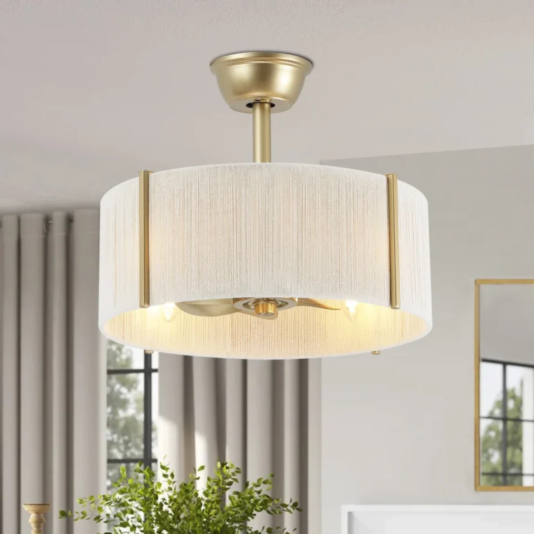 Gold 18" 7-Blade Rope Caged Ceiling Fan with Light Kit and Remote Control - Image 3