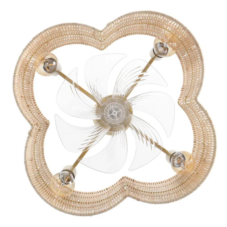 Boho Rattan Ceiling Fan with Light - Natural Woven Pendant Light Fan, Ideal for Bedroom, Living Room, and Balcony Boho/Natural Decor