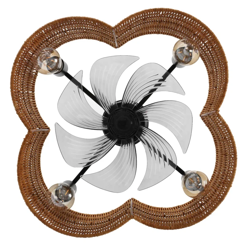 Farmhouse Rattan Ceiling Fan with Light - Rustic Woven Pendant Light Fan, Ideal for Living Room, Bedroom, and Patio Farmhouse/Rustic Decor