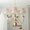 Carousel Chandelier for Kids Room - Colorful Circus Horse Pendant Light with Striped Lampshades, Perfect for Children's Bedroom & Playroom Decor