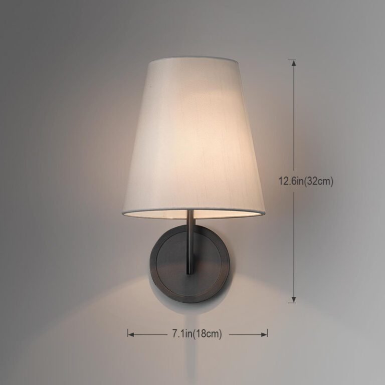 Brass & Fabric Shade Wall Sconce - Modern Classic Wall Light for Bedroom and Living Room Decor