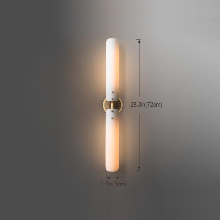 Modern Minimalist Brass & Frosted Glass Wall Sconce - Double Light Fixture for Bathroom Vanity and Bedroom Decor
