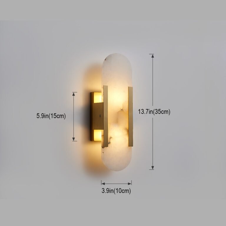 Brass & Marble Wall Sconce - Modern Luxury Vanity Light with Natural Marble Panel, Ideal for Bathroom and Bedroom Decor