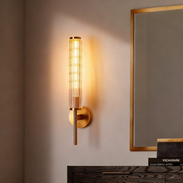 Brass & Glass Wall Sconce - Modern Luxury Vanity Light with Glass Tubes, Ideal for Bathroom and Bedroom Decor