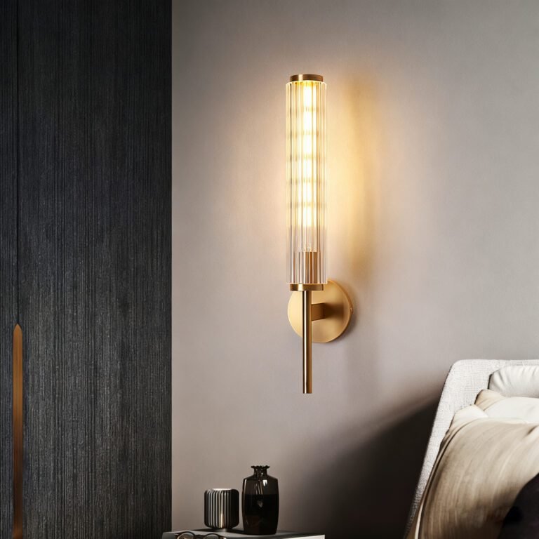 Brass & Glass Wall Sconce - Modern Luxury Vanity Light with Glass Tubes, Ideal for Bathroom and Bedroom Decor