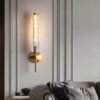 Brass & Glass Wall Sconce - Modern Luxury Vanity Light with Glass Tubes, Ideal for Bathroom and Bedroom Decor