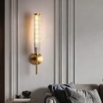 Brass & Glass Wall Sconce - Modern Luxury Vanity Light with Glass Tubes, Ideal for Bathroom and Bedroom Decor