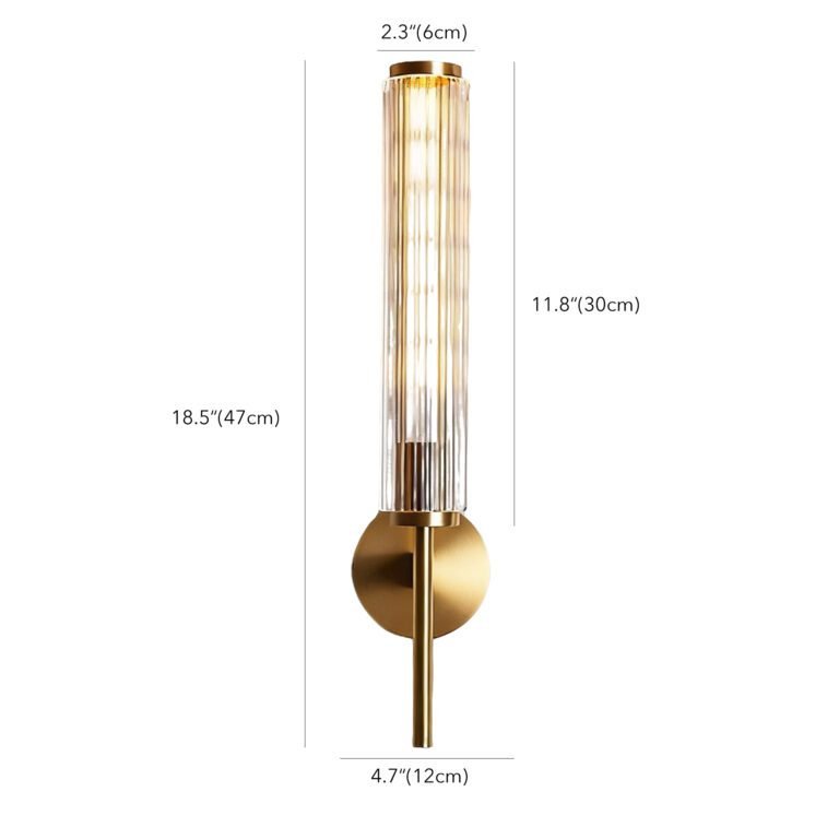 Brass & Glass Wall Sconce - Modern Luxury Vanity Light with Glass Tubes, Ideal for Bathroom and Bedroom Decor