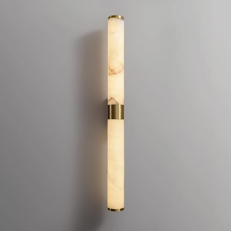 Brass Alabaster Wall Sconce - Modern Luxury Double-Light Design for Living Room Bedroom