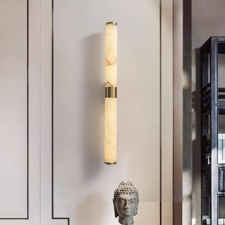 Brass Alabaster Wall Sconce in Living Room - Modern Luxury Lighting for Home Decor