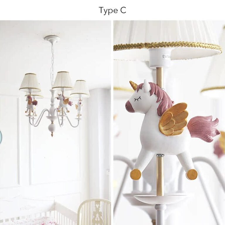 Carousel Chandelier for Kids Room - Colorful Circus Horse Pendant Light with Striped Lampshades, Perfect for Children's Bedroom & Playroom Decor