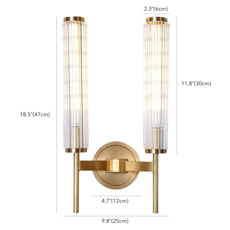 Brass & Glass Wall Sconce - Modern Luxury Vanity Light with Glass Tubes, Ideal for Bathroom and Bedroom Decor