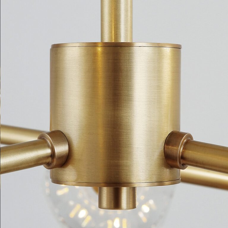 Brass & Crystal Chandelier - Modern Luxury Sputnik Pendant Light with Faceted Crystals, Ideal for Living Room and Dining Room Decor