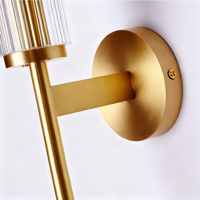 Brass & Glass Wall Sconce - Modern Luxury Vanity Light with Glass Tubes, Ideal for Bathroom and Bedroom Decor