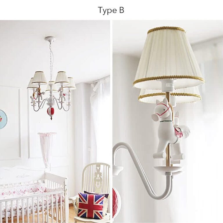 Carousel Chandelier for Kids Room - Colorful Circus Horse Pendant Light with Striped Lampshades, Perfect for Children's Bedroom & Playroom Decor