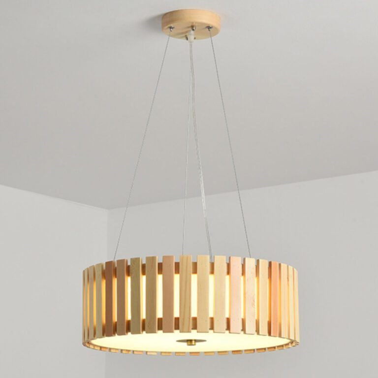 Nordic Wooden Pendant Light - Minimalist Wood Chandelier for Living Room Main Image