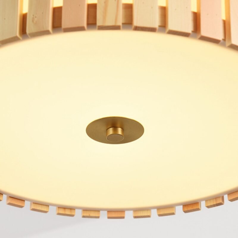 Nordic Wooden Pendant Light Close-Up - Natural Wood Texture Detail