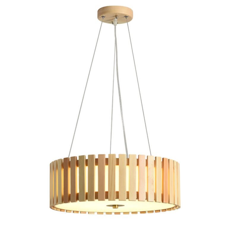 Nordic Wooden Pendant Light - Minimalist Wood Chandelier for Living Room Main Image