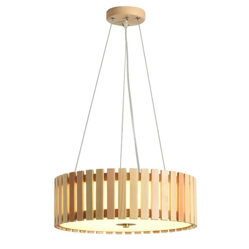 Nordic Wooden Pendant Light - Minimalist Wood Chandelier for Living Room Main Image