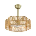 Jute & Gold Hardware Ceiling Fan Light - Boho Casual Fixture with Cooling & Illumination, Ideal for Living Room Decor