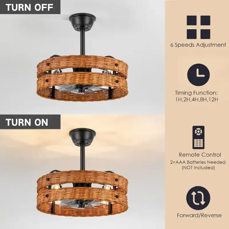 Double-Layer Rattan & Black Iron Ceiling Fan Light - Rustic Natural Fixture with Cooling & Illumination, Ideal for Living Room Decor