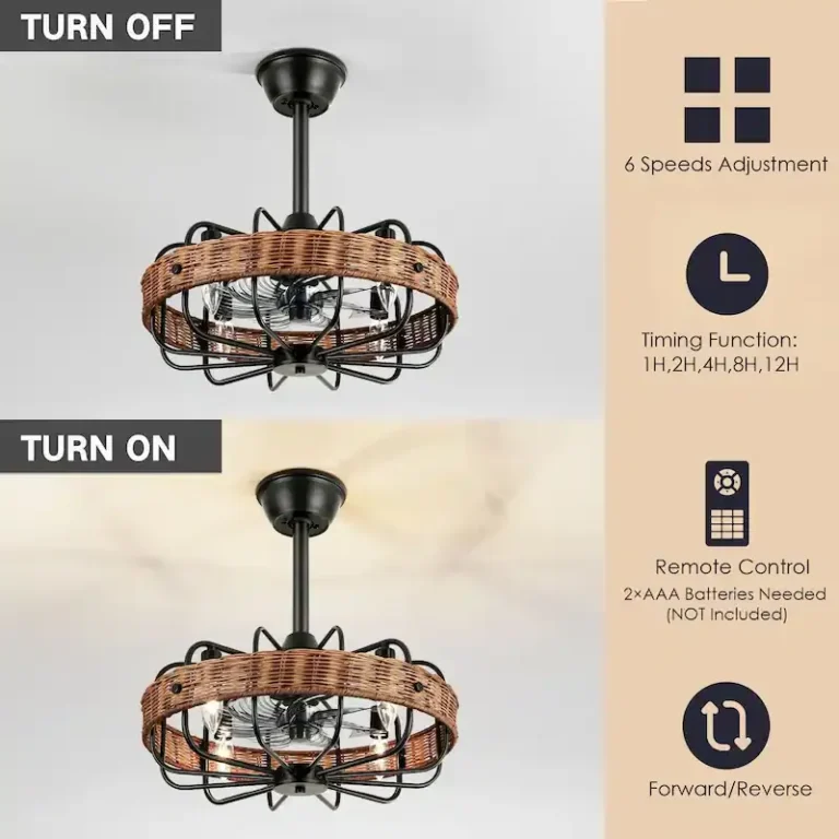 Rattan & Black Iron Ceiling Fan Light - Boho Industrial Fixture with Cooling & Illumination, Ideal for Living Room Decor