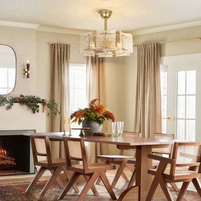 Gold & Textured Glass Ceiling Fan with Light - Luxury 2-in-1 Fixture, Ideal for Living Room Decor